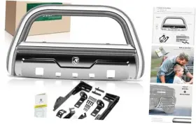 Ytautoparts Yhtbur0002 3.5 Inch Bull Bar Push With Skid Plate Light Mount Fit Ram Models S/s 304