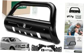 Ytautoparts Yhtbur0033 3.5 Inch Bull Bar Push With Skid Plate Light Mount Fit Dodge Alloy Steel