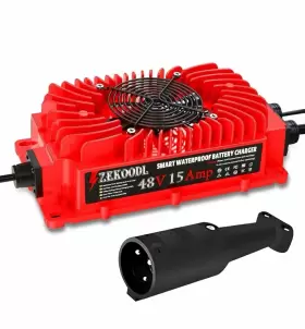 Zekoodl 110-240v 48 Volt 15 Amp Trickle Charge Golf Cart Battery Charger 16ft
