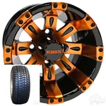 Golf Cart (4) Rhox 10'' Wheels & Tires Vegas Bla/orange 10x7 Rim 205x50-10. Fixed Price $588.95.